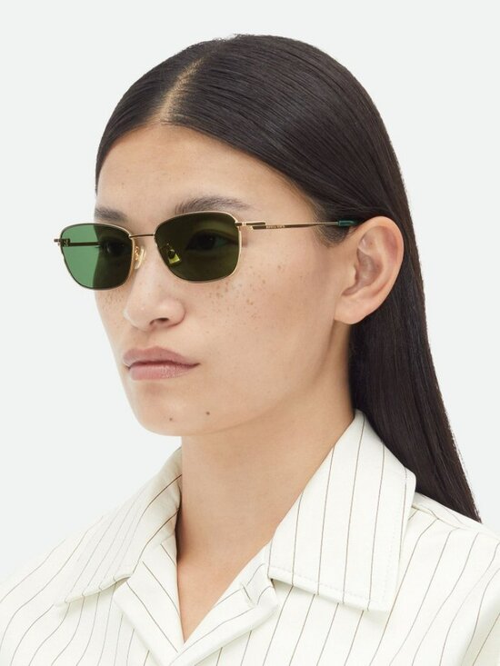 Bottega Veneta Women’s Sunglasses – Gold Green Rectangle (BV1300S 002) main image 12